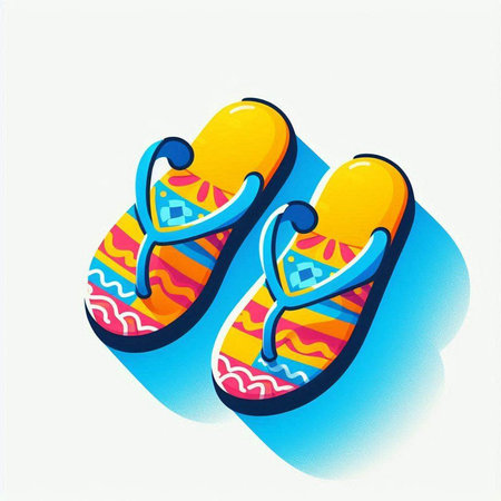 Flip flops on a white background. Vector illustration of flip flops.のイラスト素材