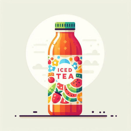 Vector illustration of a bottle of fruit juice. Flat style design.のイラスト素材