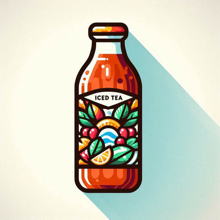 bottle of cola with fruits and berries, vector illustration.のイラスト素材