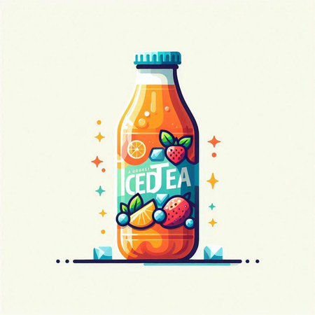 Vector illustration of bottle of tasty smoothie with fruits and berries.のイラスト素材
