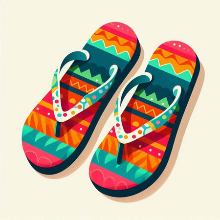 Flip-flops with ethnic ornament. Vector illustration. Eps 10のイラスト素材