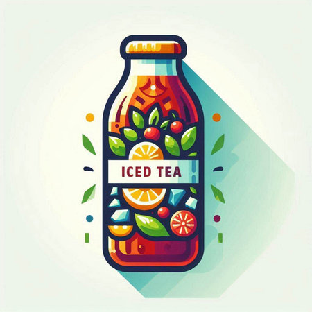 Bottle of homemade lemonade with fruits and berries. Vector illustration.のイラスト素材