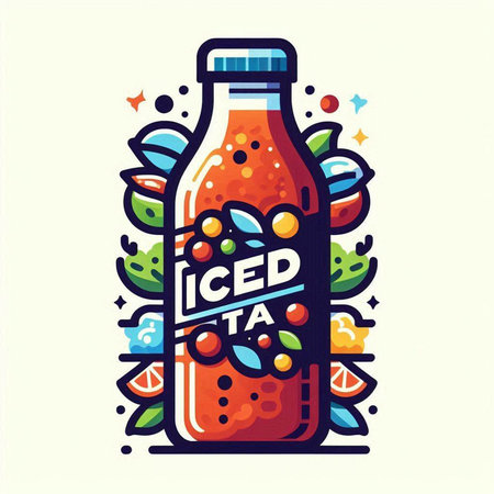 Vector illustration of a bottle of cola with the inscription Iced tea.のイラスト素材