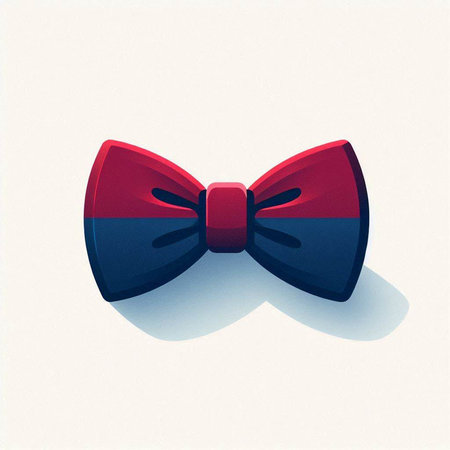 Illustration of a red and blue bow tie on a white backgroundのイラスト素材