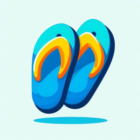 Flip flops icon. Flip flops isolated on blue backgroundのイラスト素材