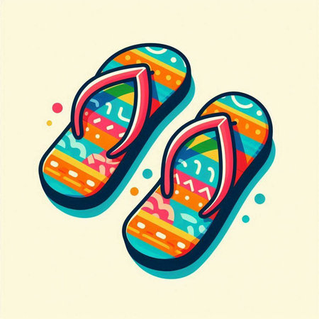 Flip-flops. Vector illustration of colorful slippers.のイラスト素材