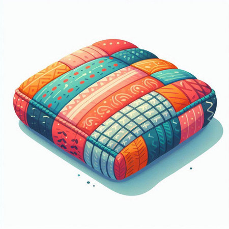 Illustration of Colorful Pillow Isolated on a White Backgroundのイラスト素材