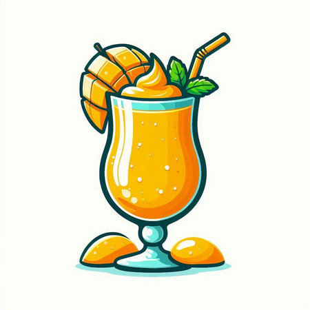 Cocktail with orange juice and ice cream. Vector illustration.のイラスト素材