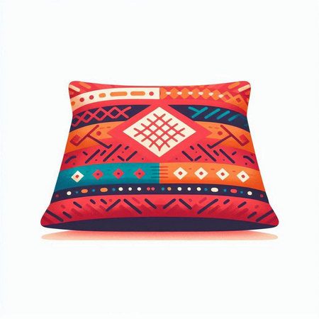 Colorful pillow on white background. Vector illustration of decorative pillow.のイラスト素材