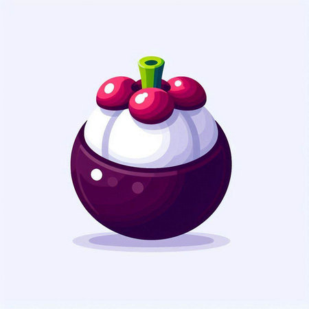 Mangosteen vector illustration. Cartoon style mangosteen icon.のイラスト素材