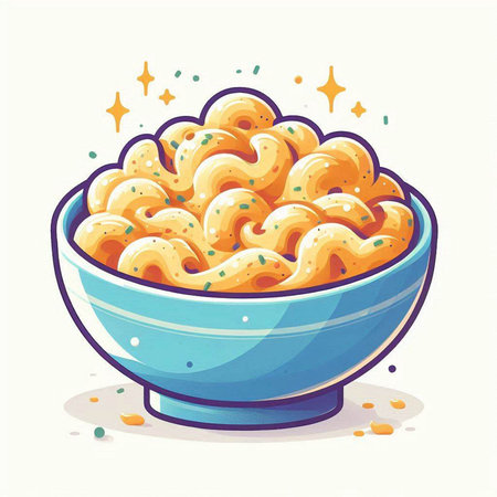 Illustration of a bowl of macaroni on a white backgroundのイラスト素材