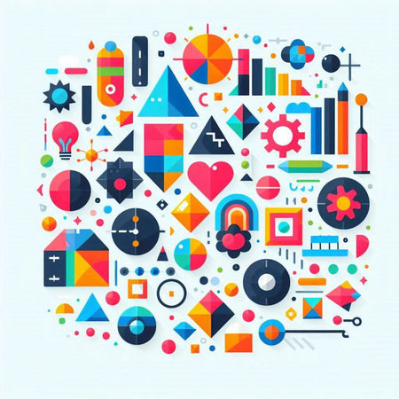 Abstract colorful background with geometric shapes. Vector illustration for your design.のイラスト素材