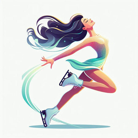 Vector illustration of a beautiful girl figure skater on skates.のイラスト素材