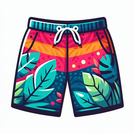 Colorful summer shorts. Vector illustration isolated on a white background.のイラスト素材