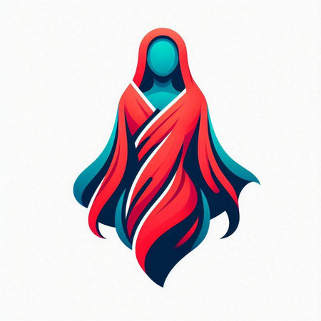 Illustration of a christian holy mary with red and blue colorsのイラスト素材