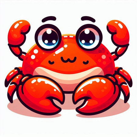 Cute cartoon crab. Vector illustration isolated on a white background.のイラスト素材