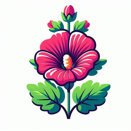 Hibiscus flower on a white background. Vector illustration.のイラスト素材