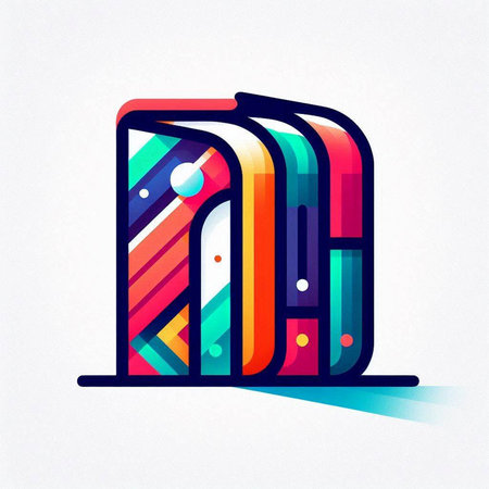 Colorful letter M with shadow on white background, vector illustration.のイラスト素材