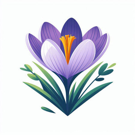 Beautiful crocus flower isolated on white background. Vector illustration.のイラスト素材