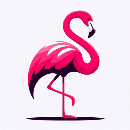 Pink flamingo on a white background. Vector illustration of a flamingo.のイラスト素材