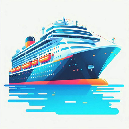 Cruise ship in the sea. Vector illustration for your design.のイラスト素材