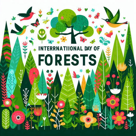 International Day of the Forests. Vector illustration in flat style.のイラスト素材