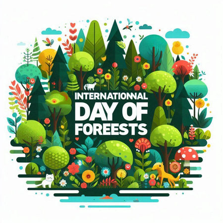 International Day of Forests. Vector illustration in flat design style.のイラスト素材