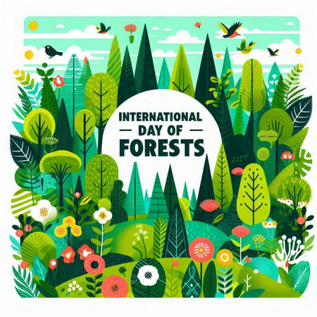 International Day of Forests. Vector Illustration in flat style.のイラスト素材