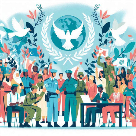 International Day of Remembrance and Reconciliation. People in national clothes. Vector illustration.のイラスト素材