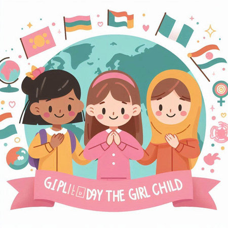 Illustration of a Group of Kids Wearing Hijab Clothesのイラスト素材