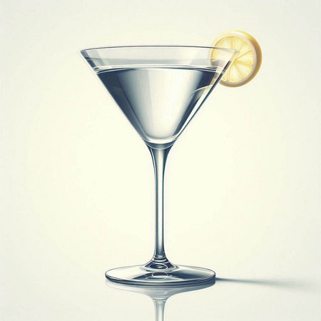 martini with a lemon on a white background. 3d illustrationのイラスト素材