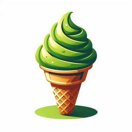 Ice cream in waffle cone on white background. Vector illustration.のイラスト素材