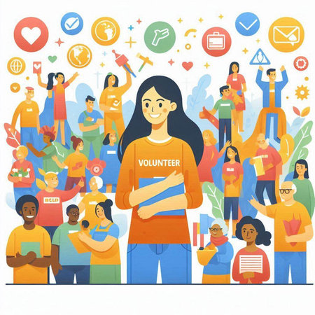 Flat design illustration concepts for social media, community, communication.のイラスト素材