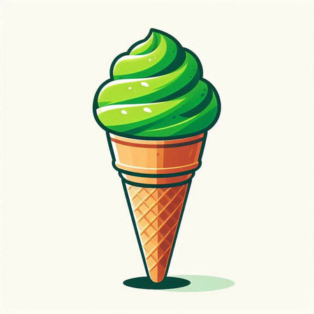 Ice cream in a waffle cone on a white background. Vector illustrationのイラスト素材