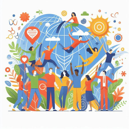 People around the world. Vector illustration in a flat style. People around the world.のイラスト素材