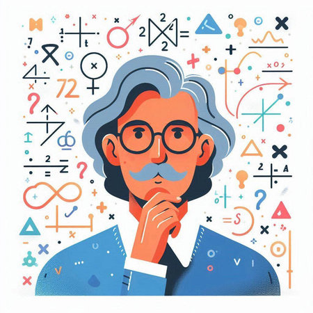 Retro man with mustache and glasses. Vector illustration in flat styleのイラスト素材