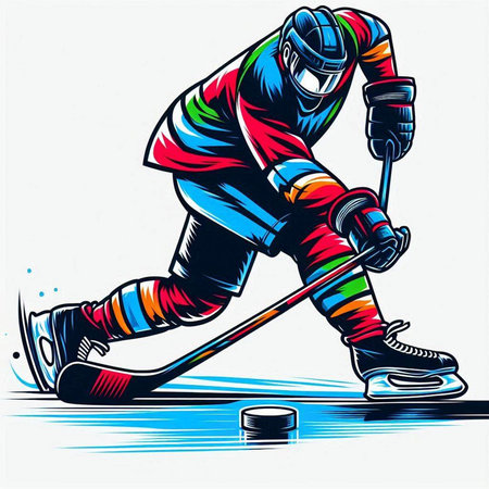 Hockey player on the ice. Vector illustration of hockey player.のイラスト素材