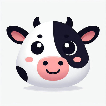 Cute cartoon cow on white background. Vector illustration for your designのイラスト素材