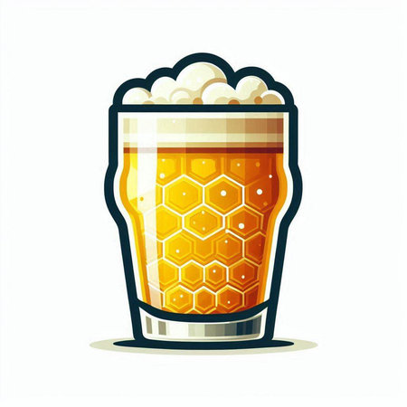 Glass of beer with foam isolated on white background. Vector illustration.のイラスト素材