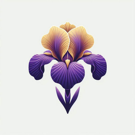 Illustration of iris flower in retro style. Vector illustration.のイラスト素材