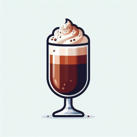 Coffee with whipped cream in a glass, vector illustration.のイラスト素材