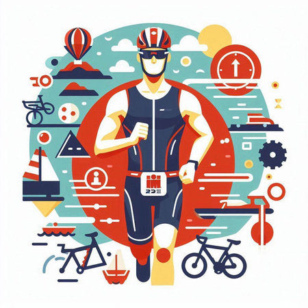 Cyclist in sportswear. Colorful flat vector illustration.のイラスト素材