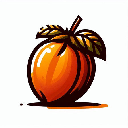 Ripe peach fruit isolated on a white background. Vector illustration.のイラスト素材