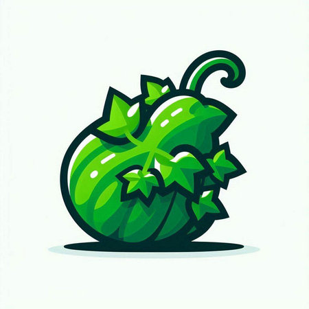 Vector illustration of a green melon isolated on a white background.のイラスト素材