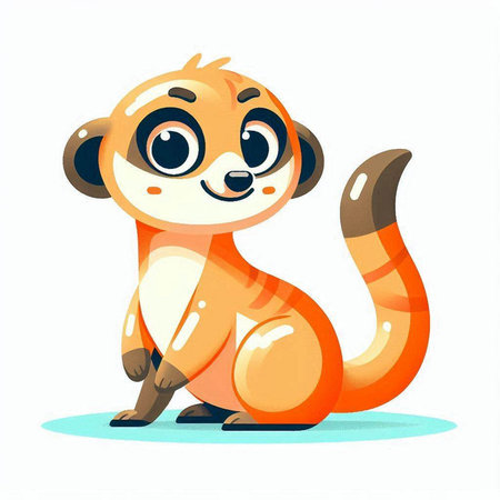 Cute cartoon meerkat on white background. Vector illustration.のイラスト素材