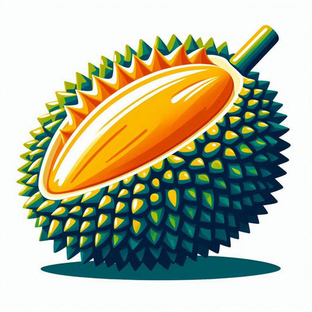 King of fruits, durian isolated on white background. Vector illustration.のイラスト素材