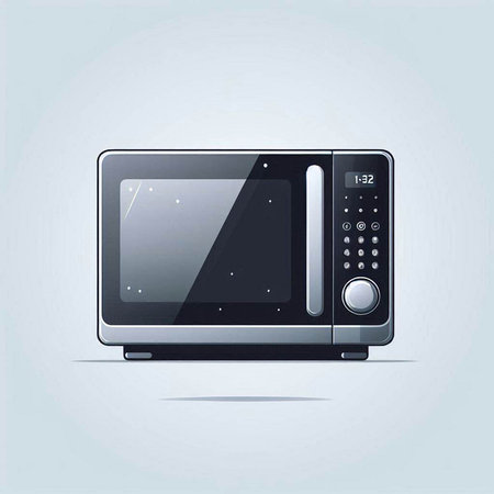 Microwave oven isolated on grey background. Vector illustration. Eps 10.のイラスト素材