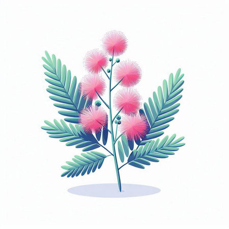 branch with flowers and leafs isolated icon vector illustration desingのイラスト素材