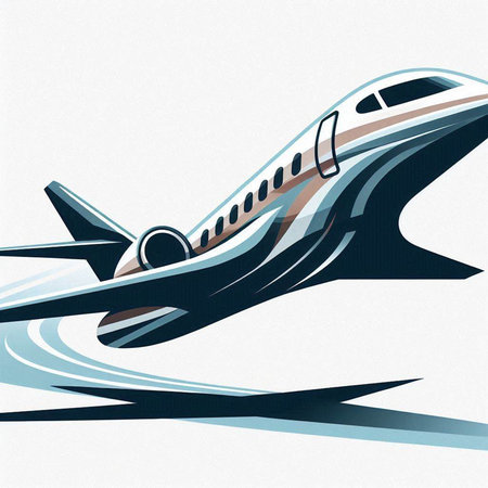 Airplane flying in the blue sky. Vector illustration of airplane.のイラスト素材