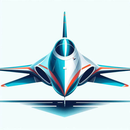 Fighter jet in the sky with reflection. Vector illustration for your designのイラスト素材
